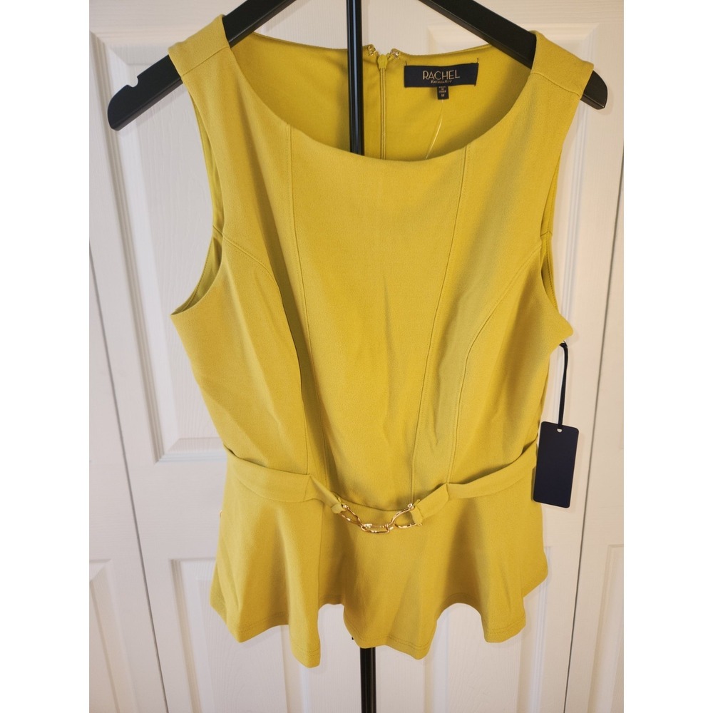 Rachael Rachael Roy Beautiful Chartreuse Belted Tank With A Peplum Waist Size M